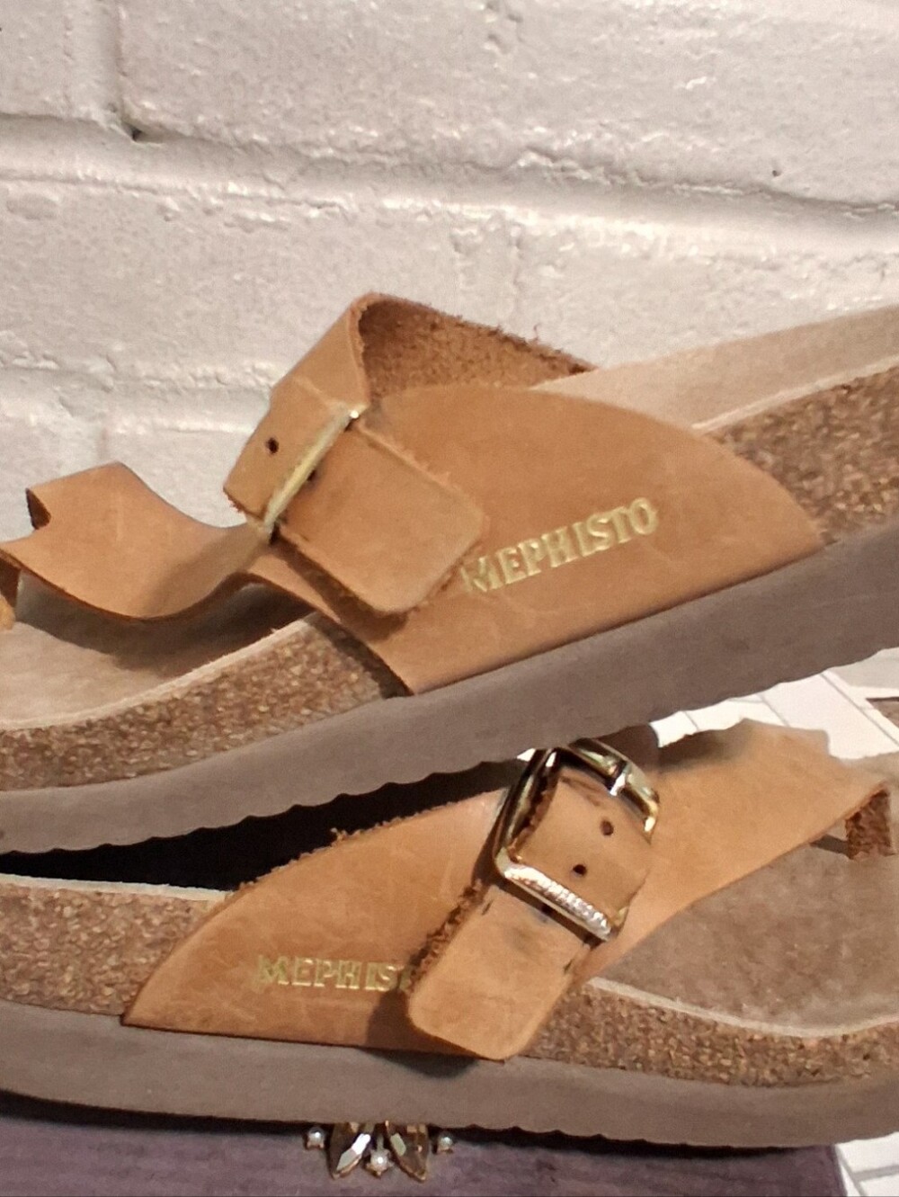 Mephisto Helen Sandals Women Tan Sz38(7)Usa Genuine Leather Made France - Picture 10 of 12